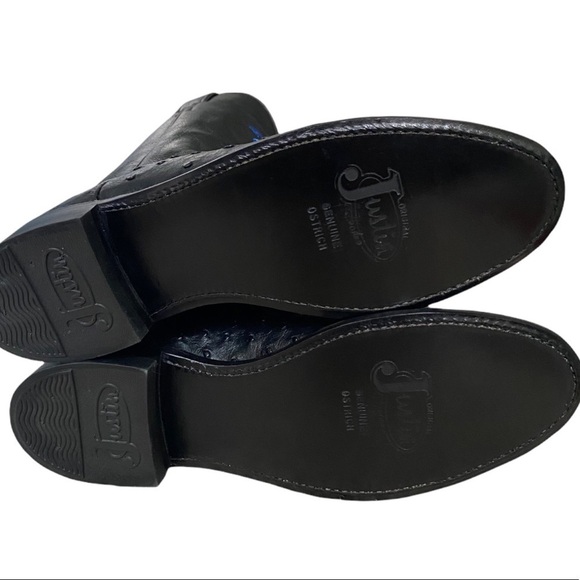 Justin Black Full Quill Ostrich Roper Boots Size 7.5B - Picture 4 of 6